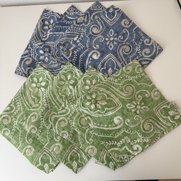 Pottery Barn Home Set of 8 Salma Batik Cotton Napkins Cloth Cotton India - Picture 1 of 7